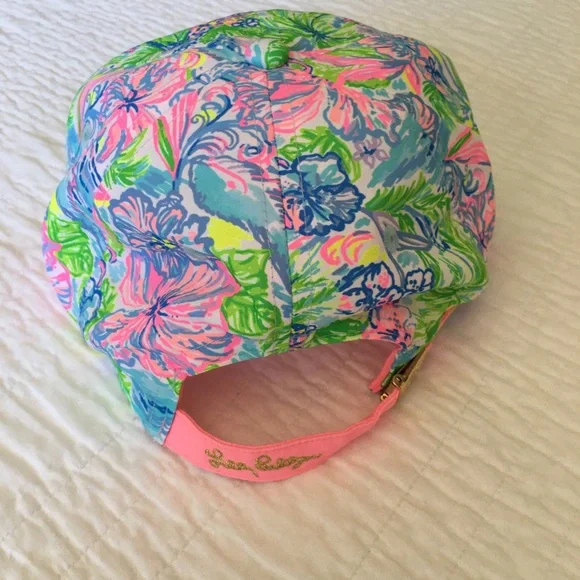 Lilly Pulitzer Floral Neon Palm Print Baseball Cap - Pink, Green, Blue - Picture 2 of 5